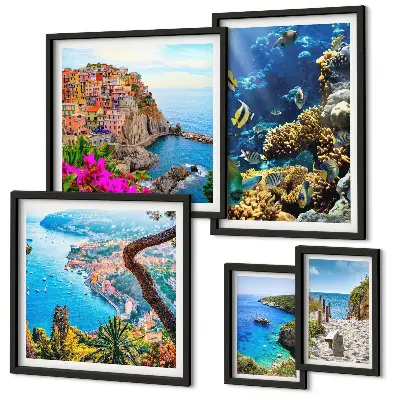 Set slika iznad kauča morski motivi s ribama i plažama
