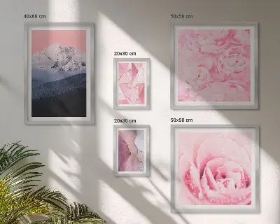 Set od 5 slika u okviru ružičasti pejzaži s motivom modernog cvijeća