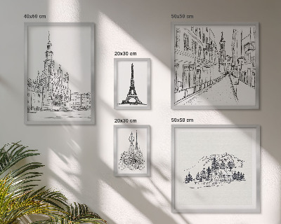 Set slika iznad kauča Elegantne arhitektonske ilustracije