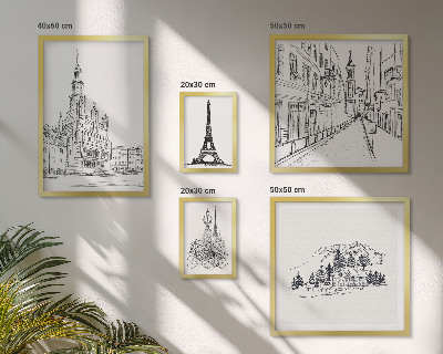Set slika iznad kauča Elegantne arhitektonske ilustracije