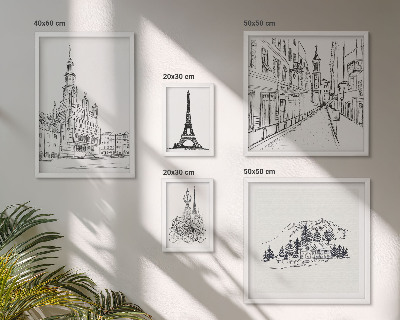 Set slika iznad kauča Elegantne arhitektonske ilustracije