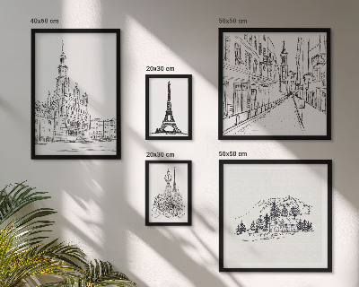 Set slika iznad kauča Elegantne arhitektonske ilustracije