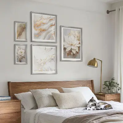 Elegantne cvjetne kompozicije set od 5 slika u okviru