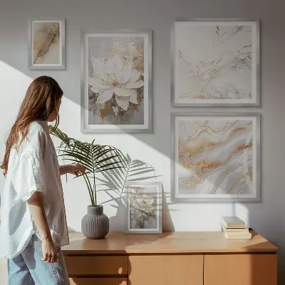 Elegantne cvjetne kompozicije set od 5 slika u okviru
