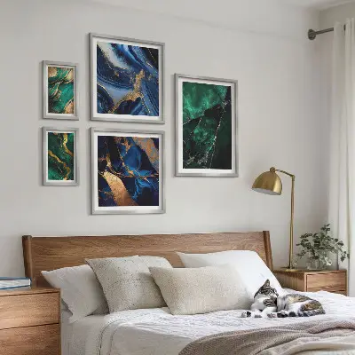 Set slika iznad kauča elegantne apstrakcije sa motivima zelenila