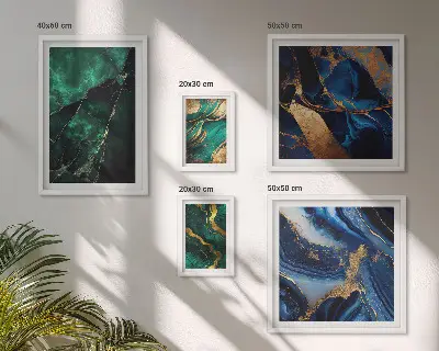 Set slika iznad kauča elegantne apstrakcije sa motivima zelenila