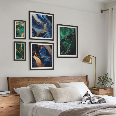 Set slika iznad kauča Elegantne apstrakcije sa zelenilom