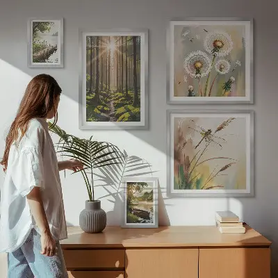 Poliptih u okviru šumski krajolici s motivom mira i prirode