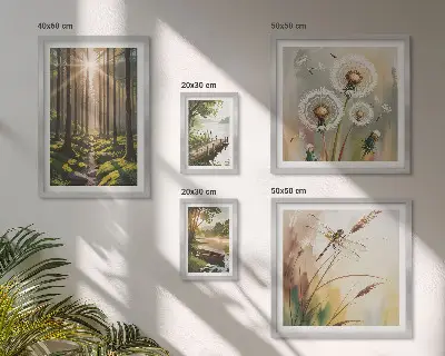 Poliptih u okviru šumski krajolici s motivom mira i prirode