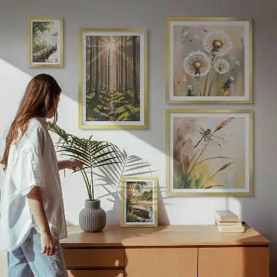 Poliptih u okviru šumski krajolici s motivom mira i prirode