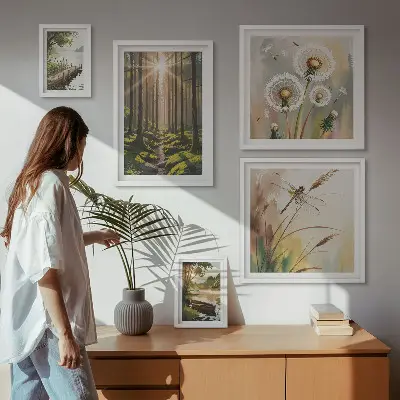 Poliptih u okviru šumski krajolici s motivom mira i prirode