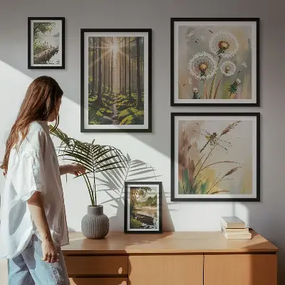 Poliptih u okviru šumski krajolici s motivom mira i prirode
