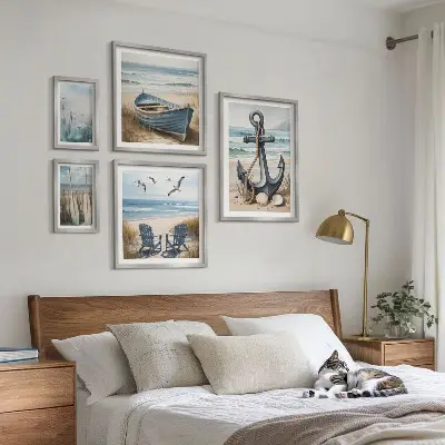 Set od 5 slika u okviru inspiracije za morski stil s motivom plaže