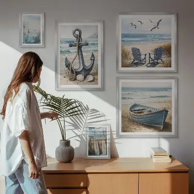 Set od 5 slika u okviru inspiracije za morski stil s motivom plaže