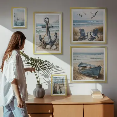 Set od 5 slika u okviru inspiracije za morski stil s motivom plaže