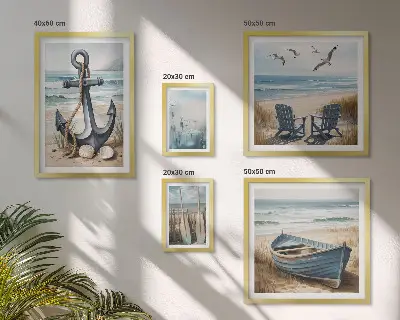 Set od 5 slika u okviru inspiracije za morski stil s motivom plaže