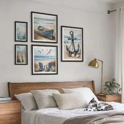 Set od 5 slika u okviru inspiracije za morski stil s motivom plaže