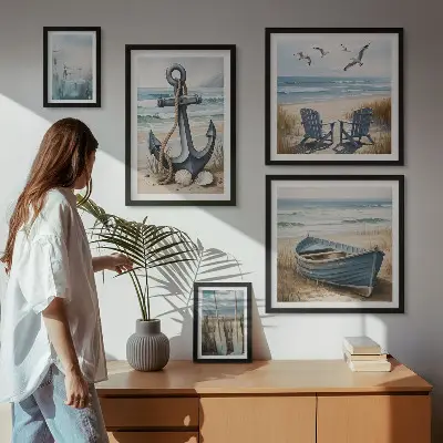 Set od 5 slika u okviru inspiracije za morski stil s motivom plaže