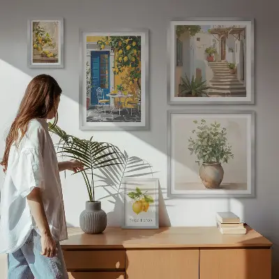 Set slika iznad kauča inspiracija u citrusnom stilu