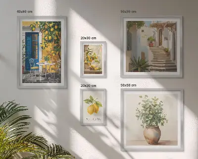 Set slika iznad kauča inspiracija u citrusnom stilu