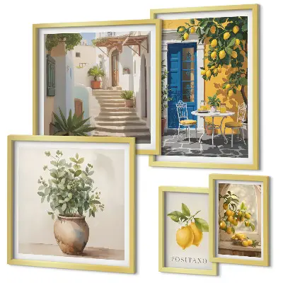Set slika iznad kauča inspiracija u citrusnom stilu