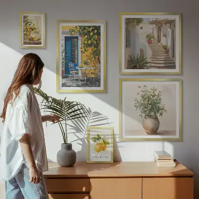 Set slika iznad kauča inspiracija u citrusnom stilu