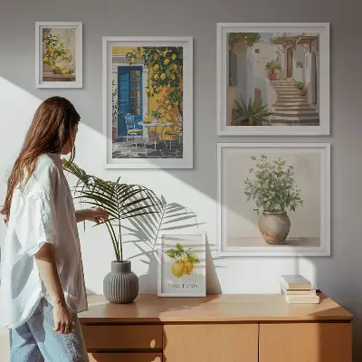 Set slika iznad kauča inspiracija u citrusnom stilu