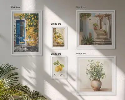 Set slika iznad kauča inspiracija u citrusnom stilu