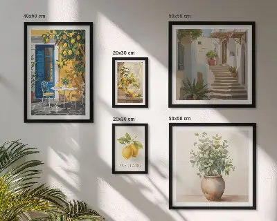 Set slika iznad kauča inspiracija u citrusnom stilu
