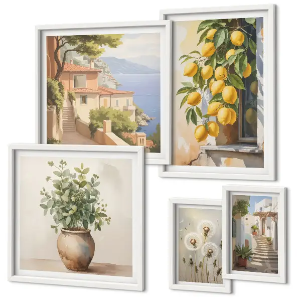 Set slika iznad kauča mediteranski citrusni motivi