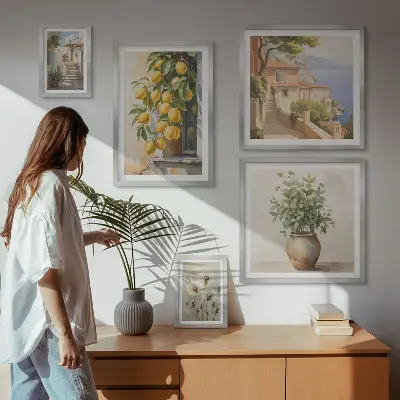 Set slika iznad kauča mediteranski citrusni motivi