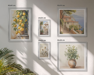 Set slika iznad kauča Citrusni naglasci mediteranskog stila