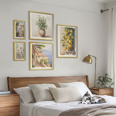 Set slika iznad kauča Citrusni naglasci mediteranskog stila