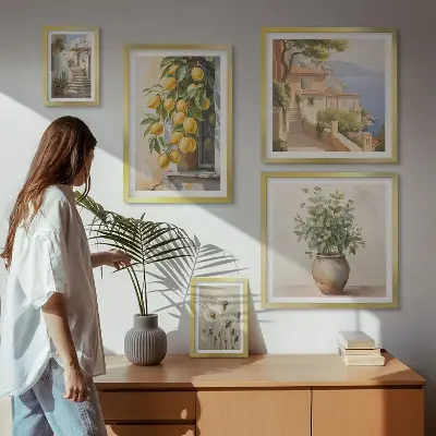 Set slika iznad kauča mediteranski citrusni motivi