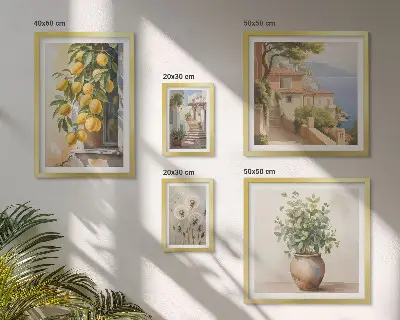 Set slika iznad kauča mediteranski citrusni motivi