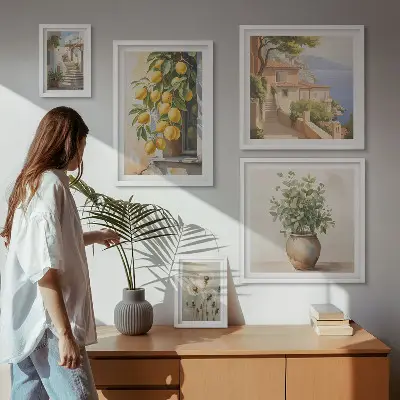 Set slika iznad kauča mediteranski citrusni motivi