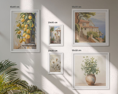 Set slika iznad kauča Citrusni naglasci mediteranskog stila