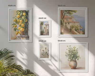 Set slika iznad kauča mediteranski citrusni motivi