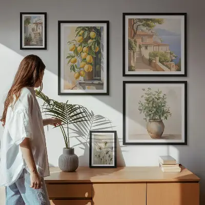 Set slika iznad kauča mediteranski citrusni motivi