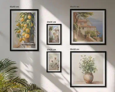 Set slika iznad kauča mediteranski citrusni motivi