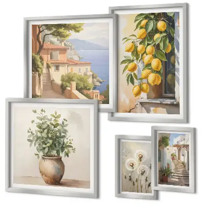 Set slika iznad kauča mediteranski citrusni motivi