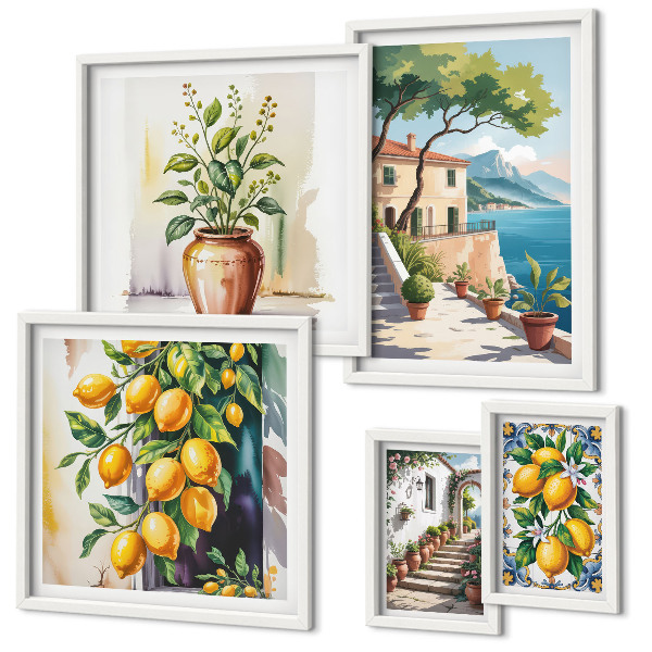 Set 5 slika u okviru Krajolici s citrusnim drvećem i vegetacijom