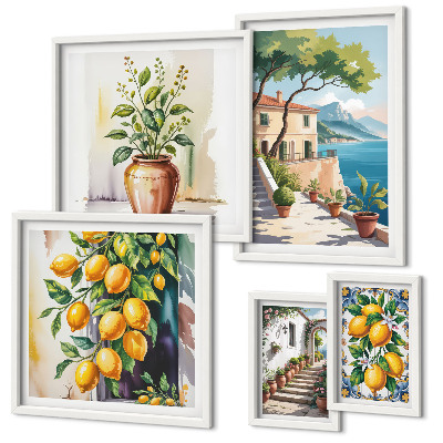 Set 5 slika u okviru Krajolici s citrusnim drvećem i vegetacijom