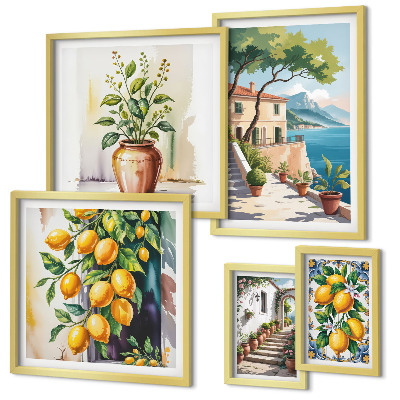 Set 5 slika u okviru Krajolici s citrusnim drvećem i vegetacijom