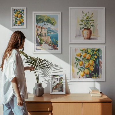 Set 5 slika u okviru Krajolici s citrusnim drvećem i vegetacijom