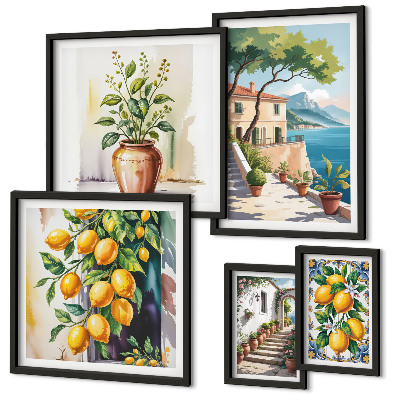 Set 5 slika u okviru Krajolici s citrusnim drvećem i vegetacijom