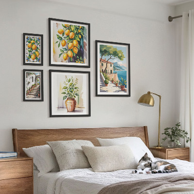 Set 5 slika u okviru Krajolici s citrusnim drvećem i vegetacijom