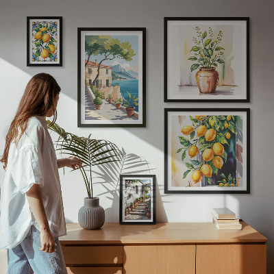 Set 5 slika u okviru Krajolici s citrusnim drvećem i vegetacijom