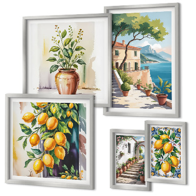 Set 5 slika u okviru Krajolici s citrusnim drvećem i vegetacijom