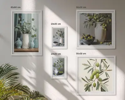 Dekorativne slike s motivom maslina u vazi set slika za iznad kauča